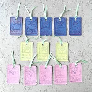 Holiday Tags - Christmas - Gift Tags - Handmade - Blue Pink Yellow
